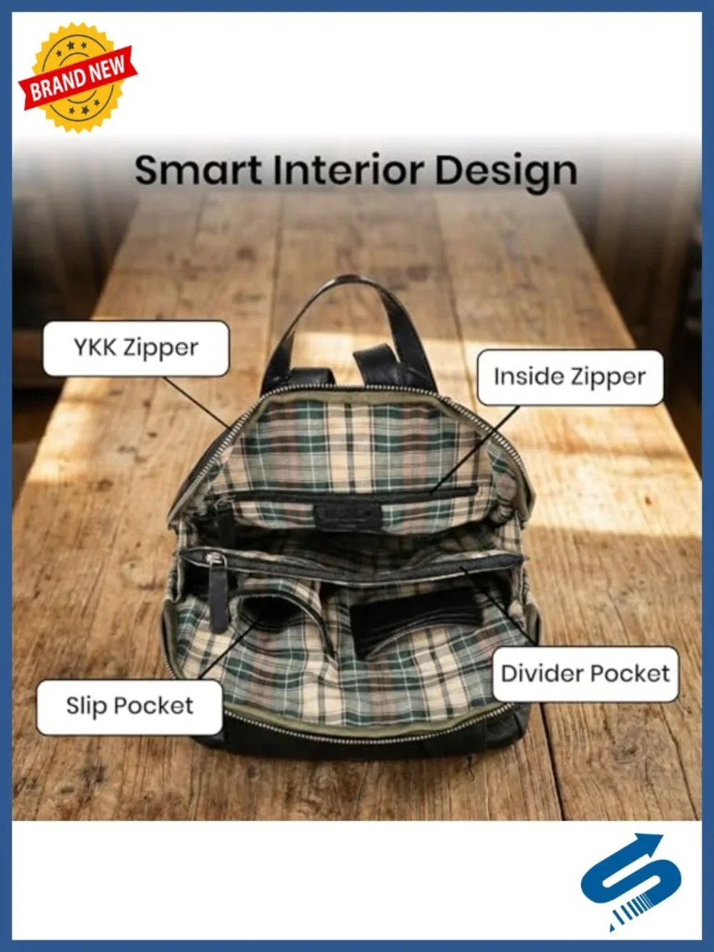 Genuine Leather Backpack with Adjustable Shoulder Strap Durable Daypack